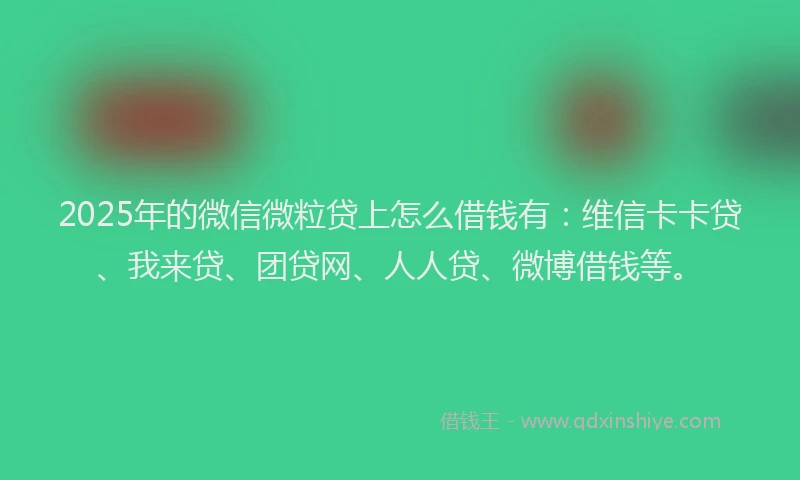 2025年的微信微粒贷上怎么借钱有：维信卡卡贷、我来贷、团贷网、人人贷、微博借钱等。