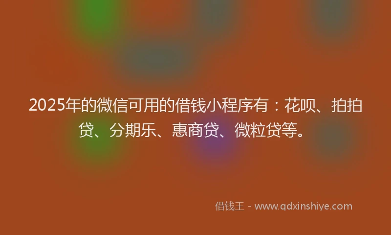 2025年的微信可用的借钱小程序有：花呗、拍拍贷、分期乐、惠商贷、微粒贷等。