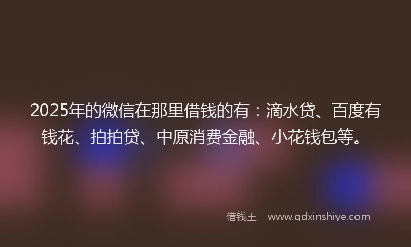 2025年的微信在那里借钱的有：滴水贷、百度有钱花、拍拍贷、中原消费金融、小花钱包等。