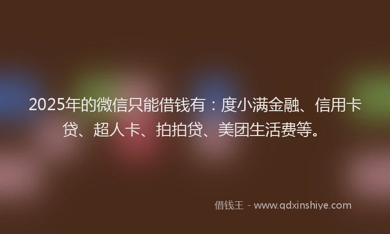 2025年的微信只能借钱有：度小满金融、信用卡贷、超人卡、拍拍贷、美团生活费等。