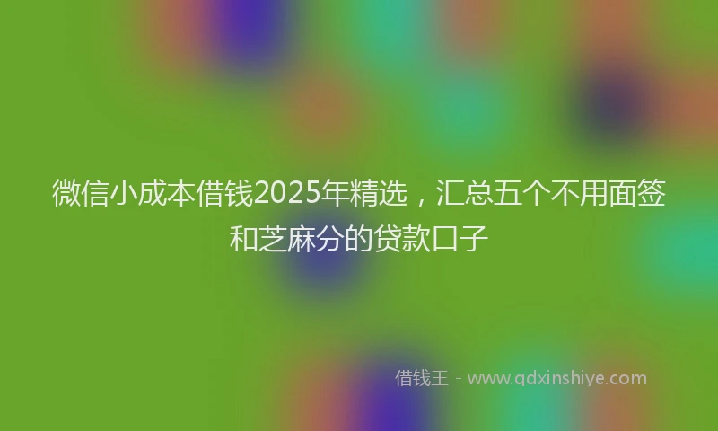微信小成本借钱2025年精选，汇总五个不用面签和芝麻分的贷款口子