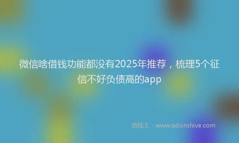 微信啥借钱功能都没有2025年推荐，梳理5个征信不好负债高的app