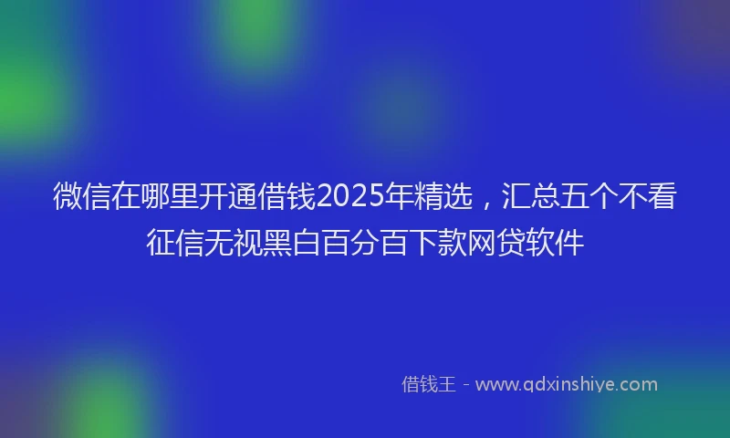 微信在哪里开通借钱2025年精选，汇总五个不看征信无视黑白百分百下款网贷软件