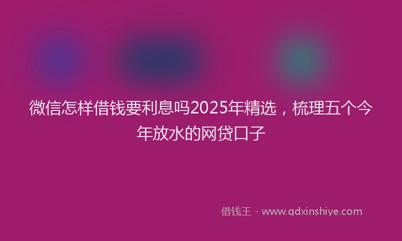 微信怎样借钱要利息吗2025年精选，梳理五个今年放水的网贷口子