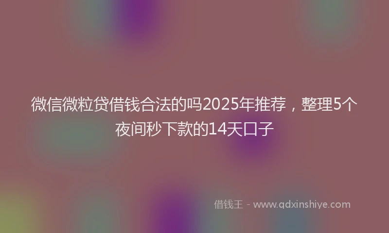 微信微粒贷借钱合法的吗2025年推荐，整理5个夜间秒下款的14天口子