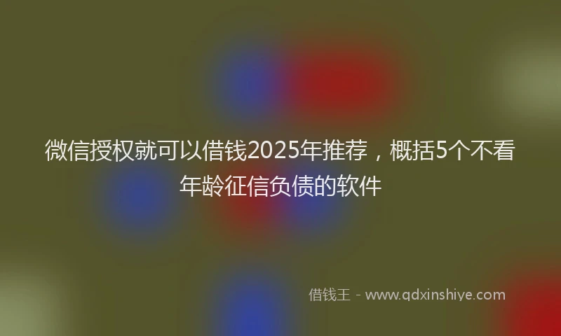 微信授权就可以借钱2025年推荐，概括5个不看年龄征信负债的软件