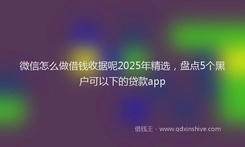 微信怎么做借钱收据呢2025年精选，盘点5个黑户可以下的贷款app