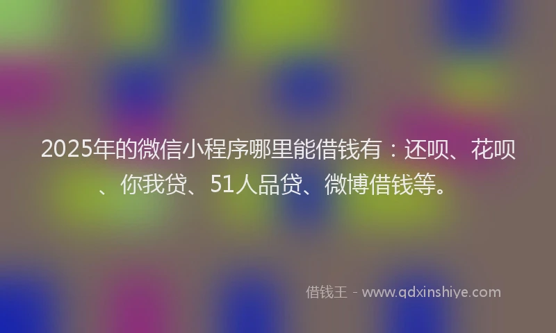 2025年的微信小程序哪里能借钱有：还呗、花呗、你我贷、51人品贷、微博借钱等。