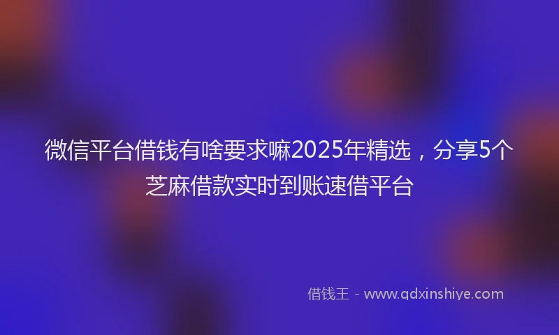 微信平台借钱有啥要求嘛2025年精选，分享5个芝麻借款实时到账速借平台