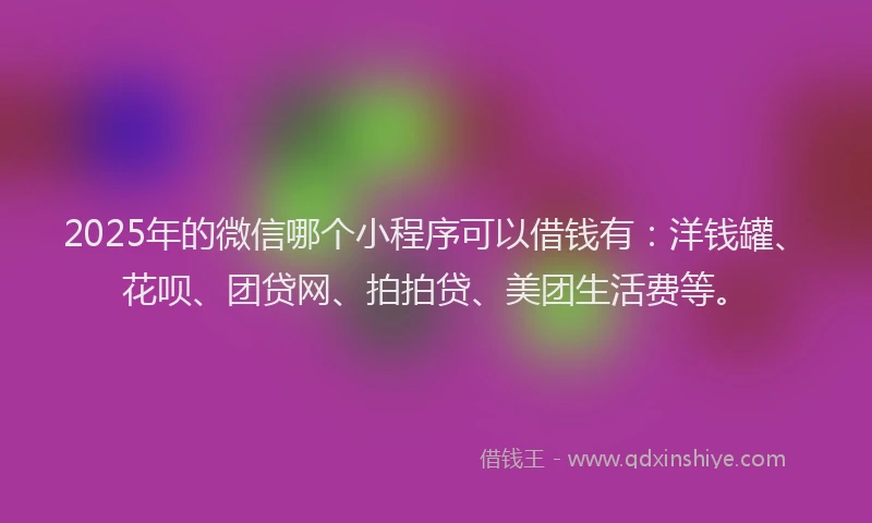 2025年的微信哪个小程序可以借钱有：洋钱罐、花呗、团贷网、拍拍贷、美团生活费等。