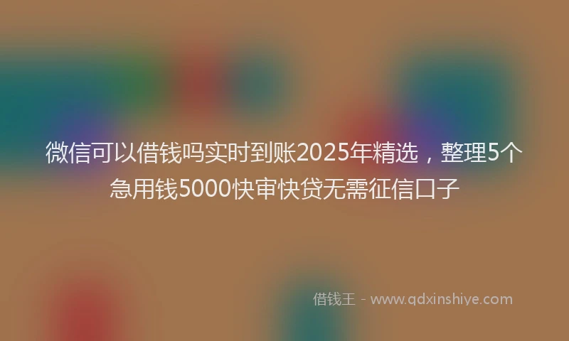 微信可以借钱吗实时到账2025年精选，整理5个急用钱5000快审快贷无需征信口子