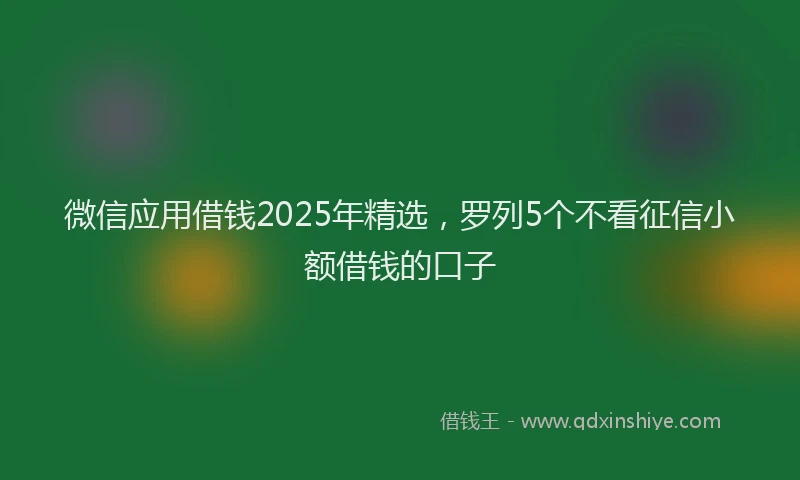 微信应用借钱2025年精选，罗列5个不看征信小额借钱的口子