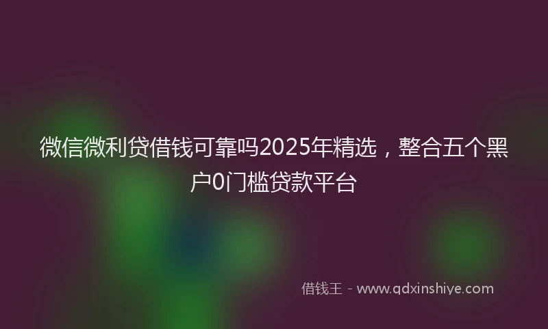 微信微利贷借钱可靠吗2025年精选，整合五个黑户0门槛贷款平台