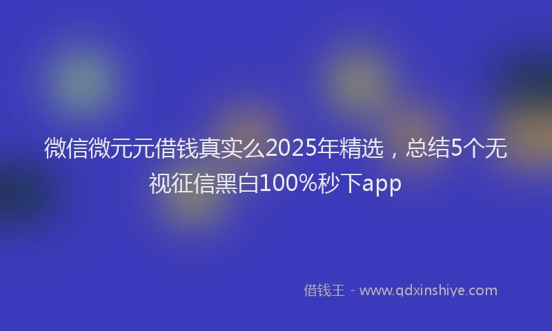 微信微元元借钱真实么2025年精选，总结5个无视征信黑白100%秒下app