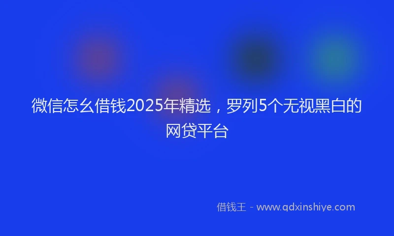 微信怎幺借钱2025年精选，罗列5个无视黑白的网贷平台