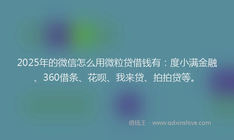 2025年的微信怎么用微粒贷借钱有：度小满金融、360借条、花呗、我来贷、拍拍贷等。