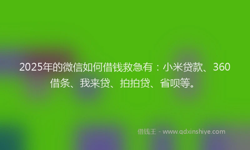 2025年的微信如何借钱救急有：小米贷款、360借条、我来贷、拍拍贷、省呗等。