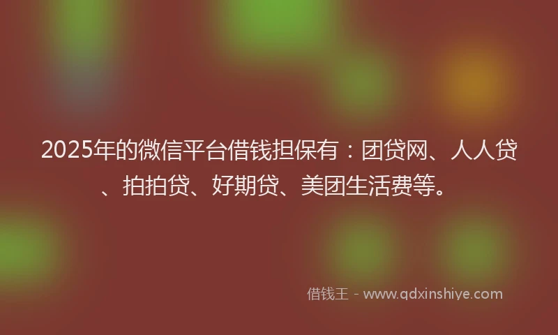 2025年的微信平台借钱担保有：团贷网、人人贷、拍拍贷、好期贷、美团生活费等。