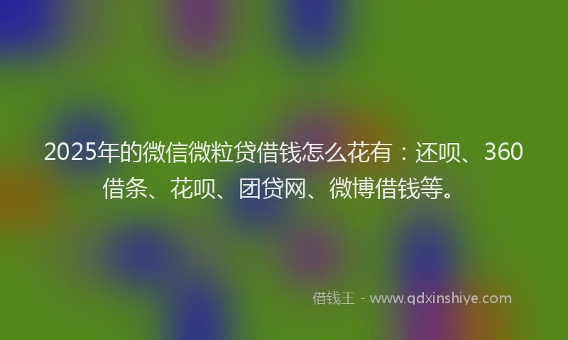 2025年的微信微粒贷借钱怎么花有：还呗、360借条、花呗、团贷网、微博借钱等。