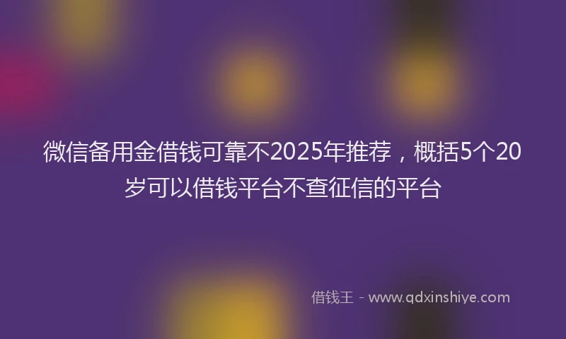 微信备用金借钱可靠不2025年推荐，概括5个20岁可以借钱平台不查征信的平台