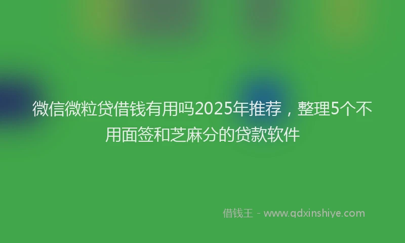 微信微粒贷借钱有用吗2025年推荐，整理5个不用面签和芝麻分的贷款软件