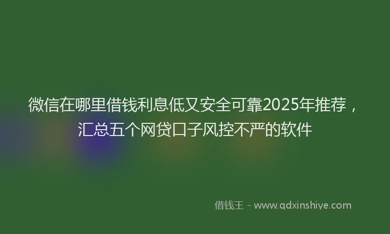 微信在哪里借钱利息低又安全可靠2025年推荐，汇总五个网贷口子风控不严的软件