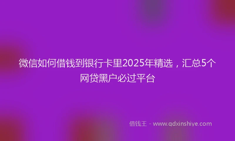 微信如何借钱到银行卡里2025年精选，汇总5个网贷黑户必过平台