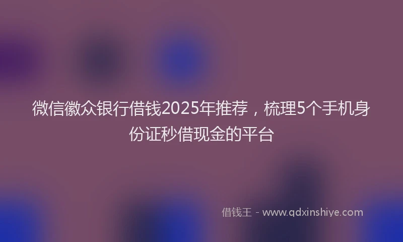 微信徽众银行借钱2025年推荐，梳理5个手机身份证秒借现金的平台
