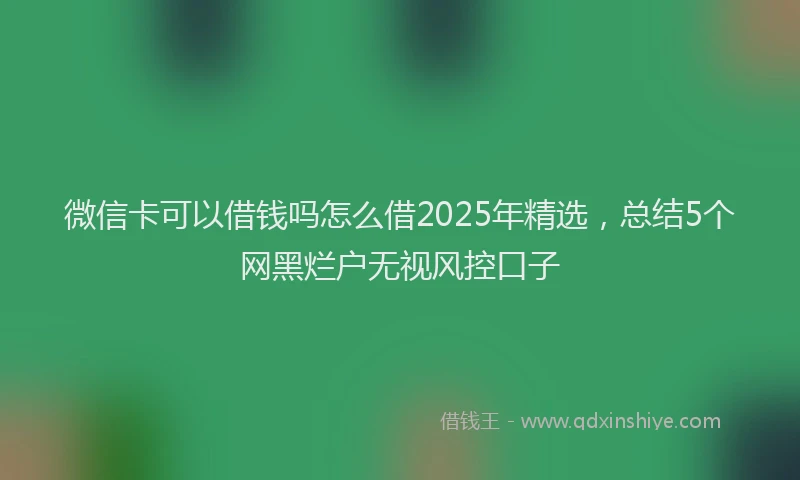 微信卡可以借钱吗怎么借2025年精选，总结5个网黑烂户无视风控口子