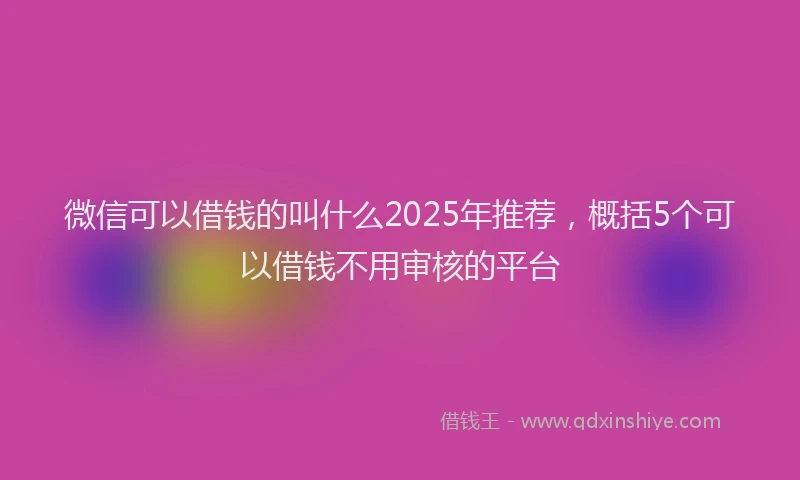 微信可以借钱的叫什么2025年推荐，概括5个可以借钱不用审核的平台