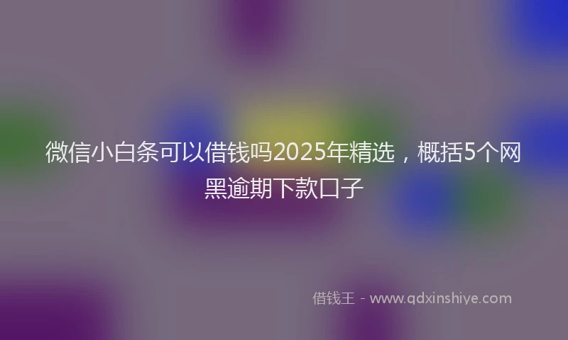 微信小白条可以借钱吗2025年精选，概括5个网黑逾期下款口子