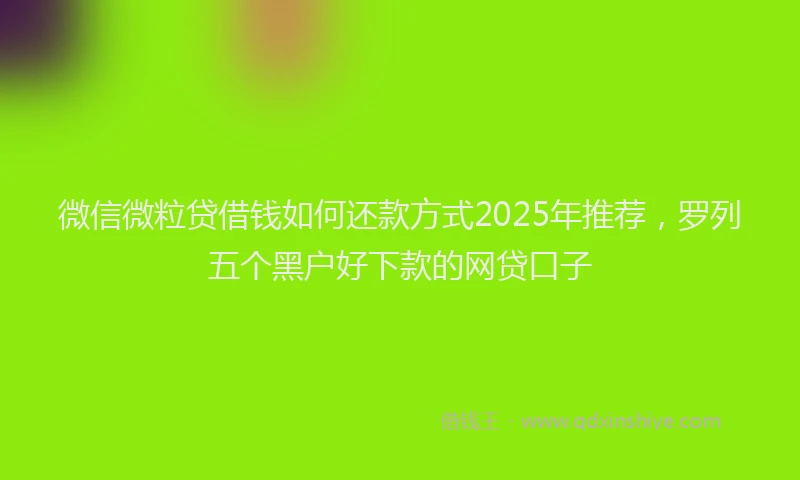 微信微粒贷借钱如何还款方式2025年推荐，罗列五个黑户好下款的网贷口子