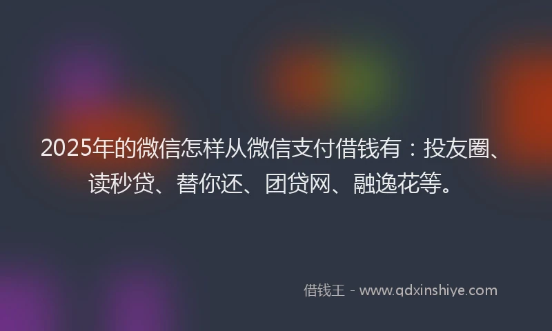 2025年的微信怎样从微信支付借钱有：投友圈、读秒贷、替你还、团贷网、融逸花等。