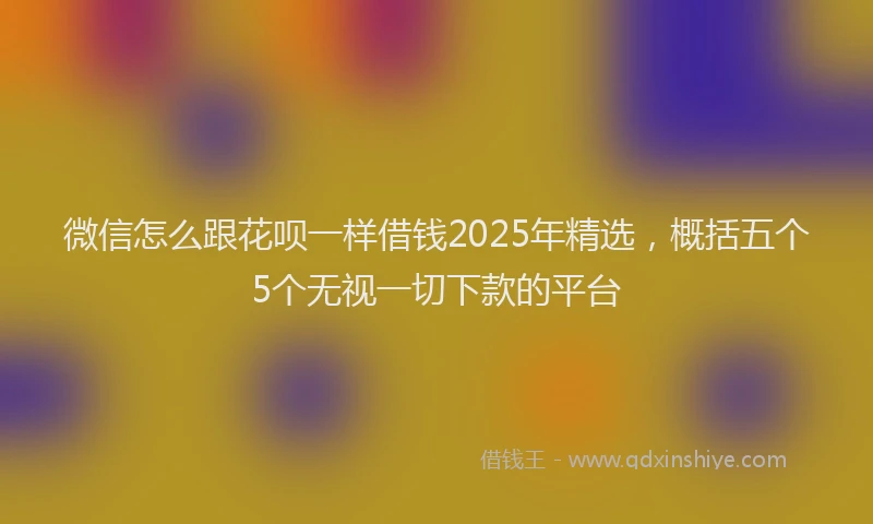 微信怎么跟花呗一样借钱2025年精选，概括五个5个无视一切下款的平台
