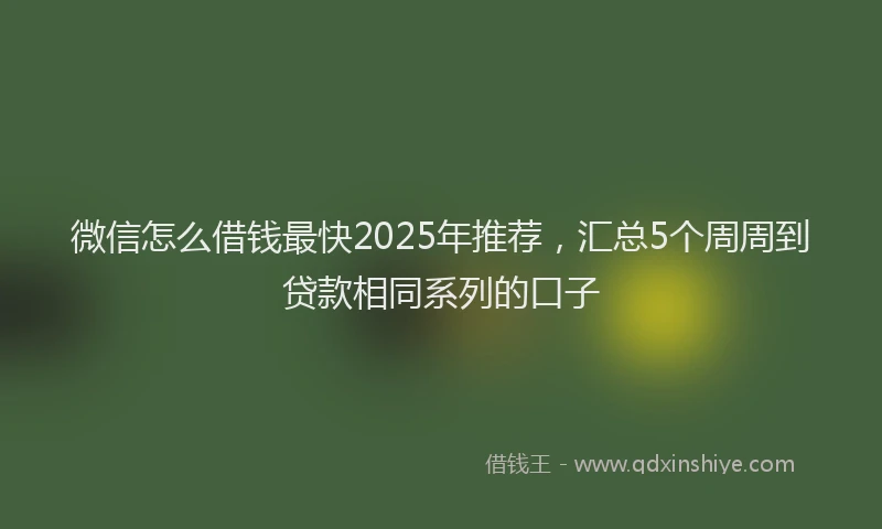 微信怎么借钱最快2025年推荐，汇总5个周周到贷款相同系列的口子