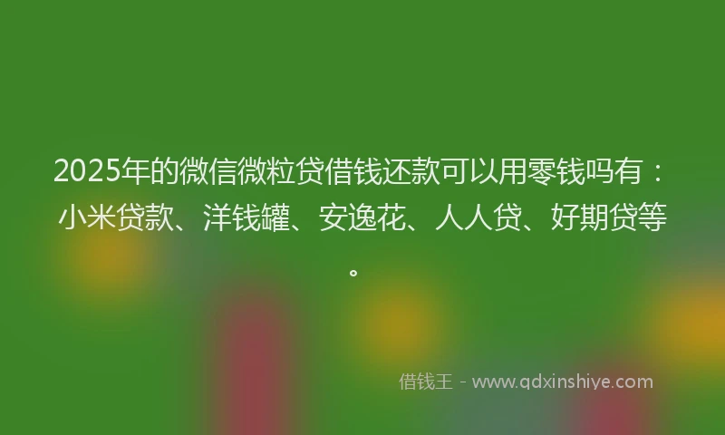 2025年的微信微粒贷借钱还款可以用零钱吗有：小米贷款、洋钱罐、安逸花、人人贷、好期贷等。