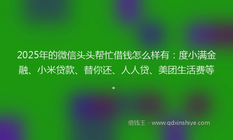 2025年的微信头头帮忙借钱怎么样有：度小满金融、小米贷款、替你还、人人贷、美团生活费等。