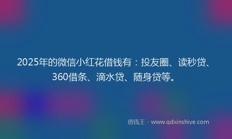 2025年的微信小红花借钱有：投友圈、读秒贷、360借条、滴水贷、随身贷等。