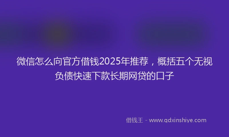 微信怎么向官方借钱2025年推荐，概括五个无视负债快速下款长期网贷的口子