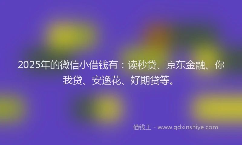 2025年的微信小借钱有：读秒贷、京东金融、你我贷、安逸花、好期贷等。