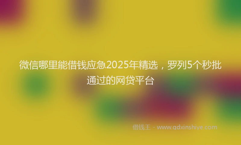 微信哪里能借钱应急2025年精选，罗列5个秒批通过的网贷平台