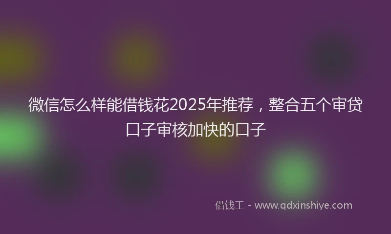 微信怎么样能借钱花2025年推荐，整合五个审贷口子审核加快的口子