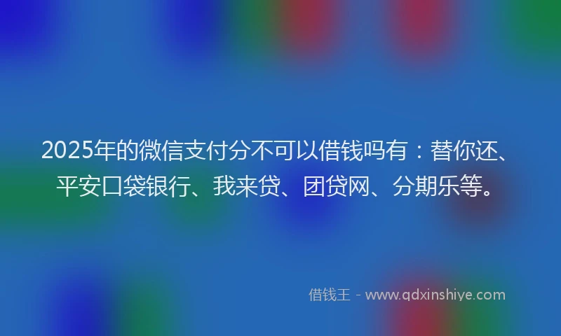 2025年的微信支付分不可以借钱吗有：替你还、平安口袋银行、我来贷、团贷网、分期乐等。