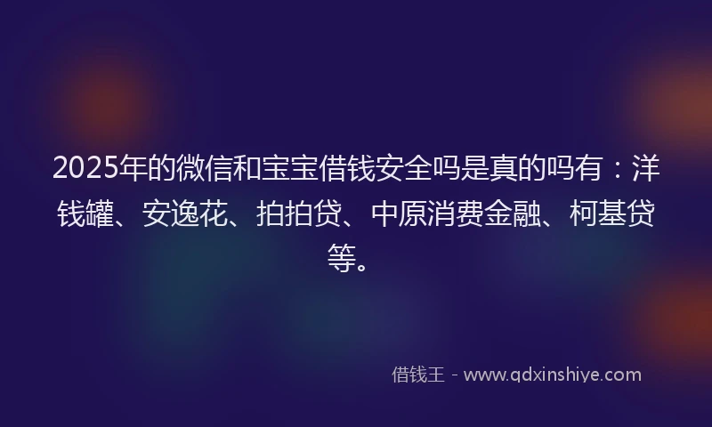 2025年的微信和宝宝借钱安全吗是真的吗有：洋钱罐、安逸花、拍拍贷、中原消费金融、柯基贷等。