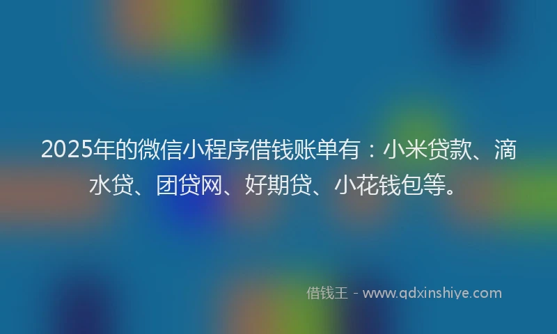 2025年的微信小程序借钱账单有：小米贷款、滴水贷、团贷网、好期贷、小花钱包等。