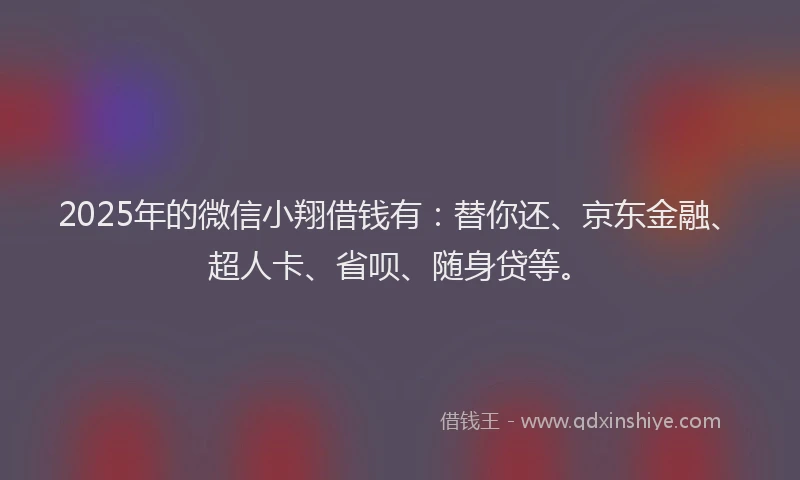 2025年的微信小翔借钱有：替你还、京东金融、超人卡、省呗、随身贷等。