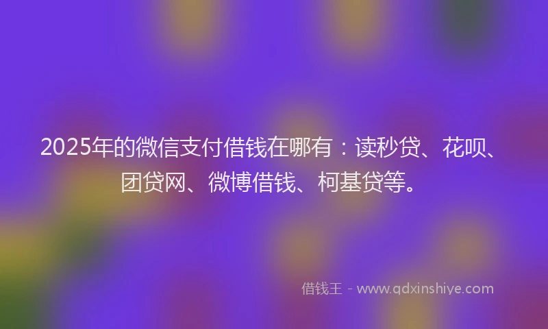 2025年的微信支付借钱在哪有：读秒贷、花呗、团贷网、微博借钱、柯基贷等。
