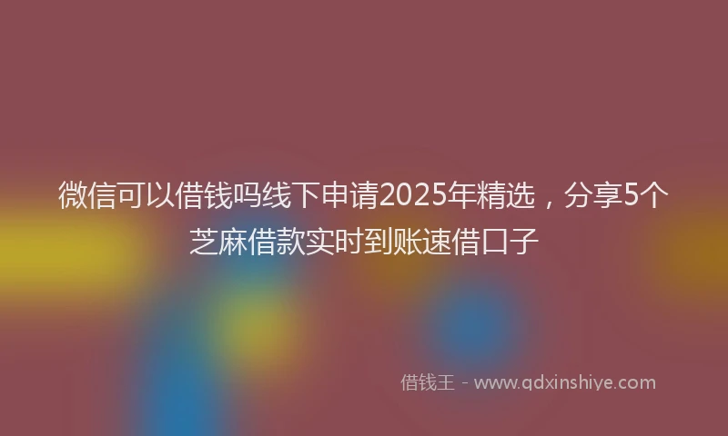 微信可以借钱吗线下申请2025年精选，分享5个芝麻借款实时到账速借口子