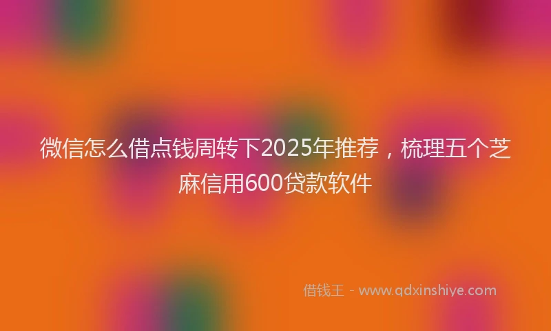 微信怎么借点钱周转下2025年推荐，梳理五个芝麻信用600贷款软件