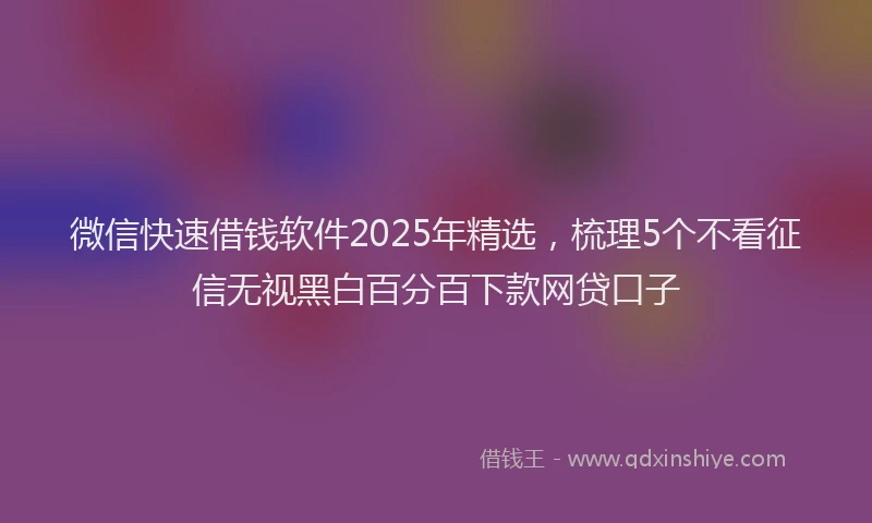 微信快速借钱软件2025年精选，梳理5个不看征信无视黑白百分百下款网贷口子
